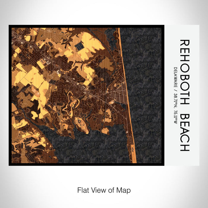 Rendered View of Rehoboth Beach Delaware Map on 20oz Stainless Steel Insulated Bottle with Bamboo Top with printed ember style map