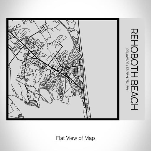 Rendered View of Rehoboth Beach Delaware Map on 20oz Stainless Steel Insulated Bottle with Bamboo Top with printed Tactile Lines Map in Black