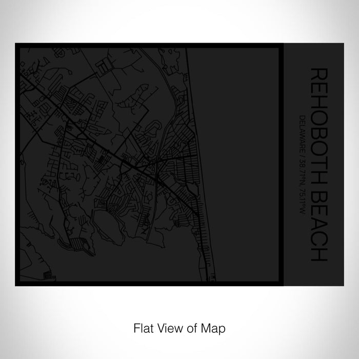 Rendered View of Rehoboth Beach Delaware Map on 20oz Stainless Steel Insulated Bottle with Bamboo Top in Matte Black with printed Tactile Lines Map in Black