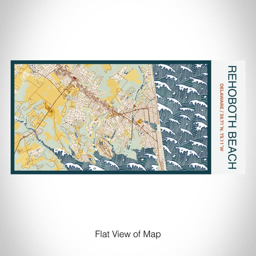 Rendered View of Rehoboth Beach Delaware Map on 17oz Stainless Steel Insulated Bottle with printed woodblock style map