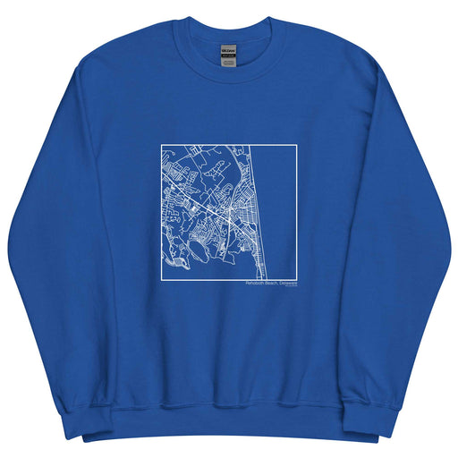 Rehoboth Beach Delaware  Map Unisex Crewneck Sweater with City inscription in Royal Blue