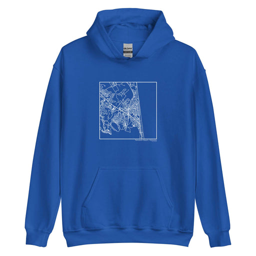 Rehoboth Beach Delaware  Map Unisex Hoodie Sweater with City inscription in Royal Blue