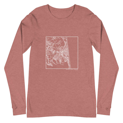 Rehoboth Beach Delaware  Map Unisex Long-Sleeve T-shirt with City inscription in Heather Mauve