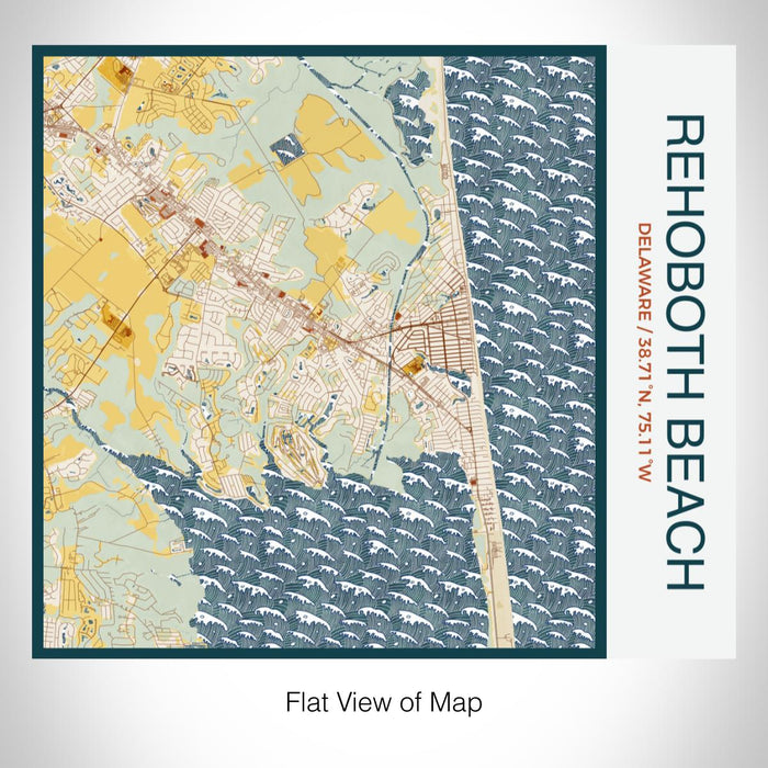 Rendered View of Rehoboth Beach Delaware Map on 17oz Stainless Steel Insulated Tumbler in Woodblock Map Style