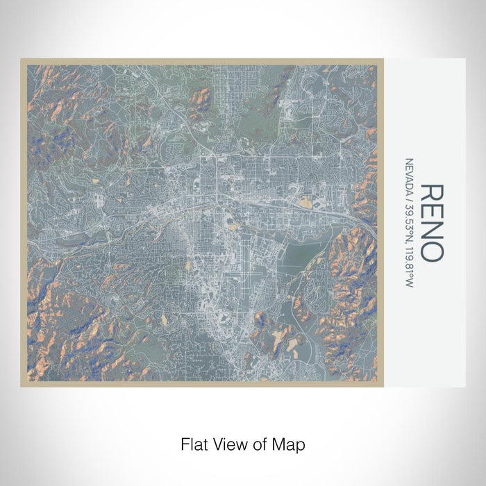 Rendered View of Reno Nevada Map on 20oz Stainless Steel Insulated Bottle with Bamboo Top with printed afternoon style map