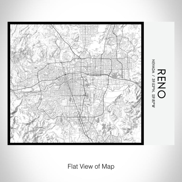 Rendered View of Reno Nevada Map on 20oz Stainless Steel Insulated Bottle with Bamboo Top with printed classic style map