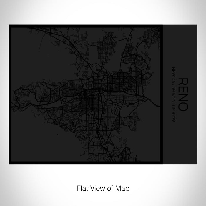 Rendered View of Reno Nevada Map on 20oz Stainless Steel Insulated Bottle with Bamboo Top in Matte Black with printed Tactile Lines Map in Black