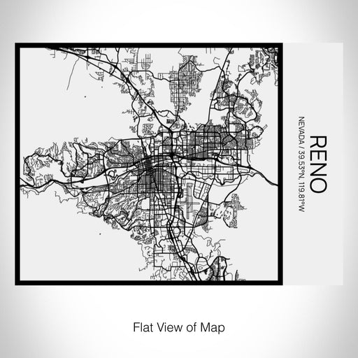 Rendered View of Reno Nevada Map on 20oz Stainless Steel Insulated Bottle with Bamboo Top in Matte White with printed Tactile Lines Map in Black