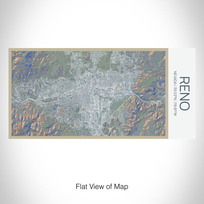 Rendered View of Reno Nevada Map on 17oz Stainless Steel Insulated Bottle with printed afternoon style map