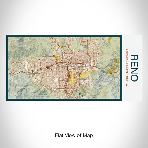 Rendered View of Reno Nevada Map on 17oz Stainless Steel Insulated Bottle with printed woodblock style map
