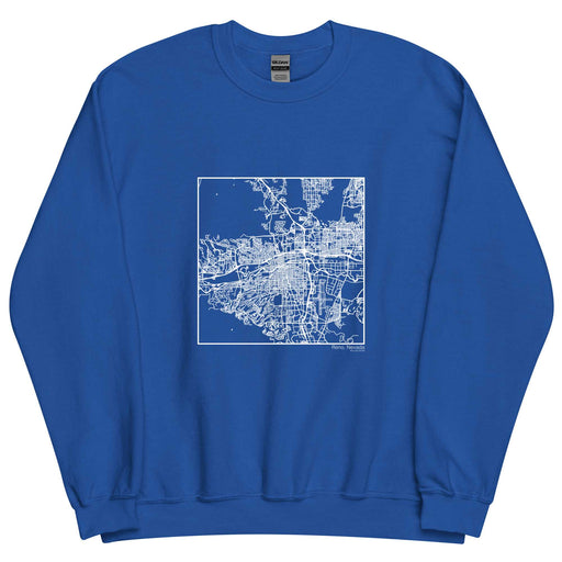 Reno Nevada  Map Unisex Crewneck Sweater with City inscription in Royal Blue