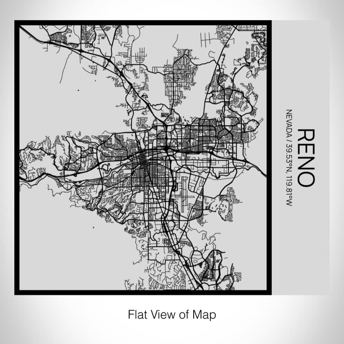 Rendered View of Reno Nevada Map on 17oz Stainless Steel Insulated Tumbler in Tactile Lines with Succulent in Background