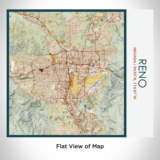 Rendered View of Reno Nevada Map on 17oz Stainless Steel Insulated Tumbler in Woodblock Map Style