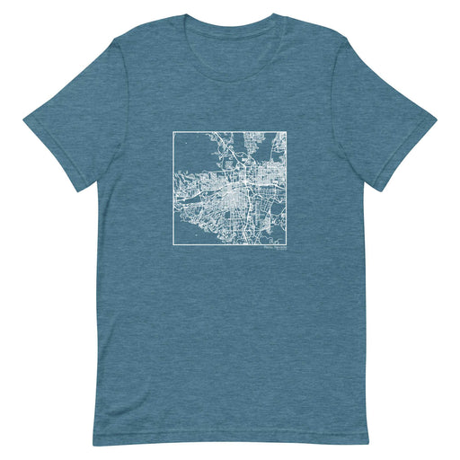 Reno Nevada  Map Unisex T-Shirt with City inscription in Heather Teal