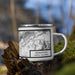 Right View Custom Revelstoke British Columbia Map Enamel Mug in Classic on Grass With Trees in Background