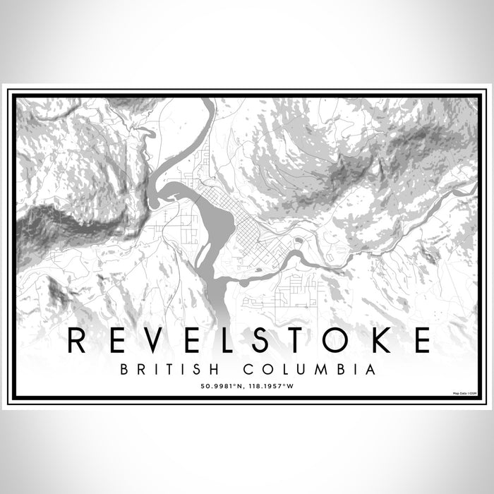 Revelstoke British Columbia Map Print Landscape Orientation in Classic Style With Shaded Background