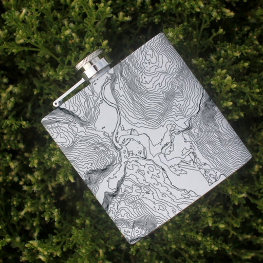 Revelstoke British Columbia Custom Engraved City Map Inscription Coordinates on 6oz Stainless Steel Flask in White