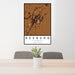 24x36 Rexburg Idaho Map Print Portrait Orientation in Ember Style Behind 2 Chairs Table and Potted Plant