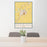 24x36 Rexburg Idaho Map Print Portrait Orientation in Woodblock Style Behind 2 Chairs Table and Potted Plant