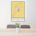 24x36 Rexburg Idaho Map Print Portrait Orientation in Woodblock Style Behind 2 Chairs Table and Potted Plant