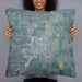 Person holding 22x22 Custom Rexburg Idaho Map Throw Pillow in Afternoon