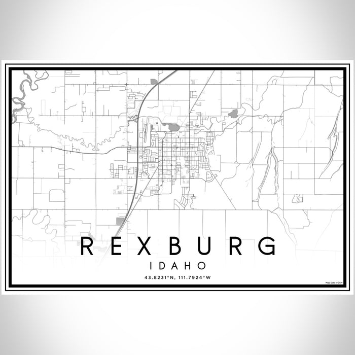 Rexburg Idaho Map Print Landscape Orientation in Classic Style With Shaded Background