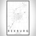 Rexburg Idaho Map Print Portrait Orientation in Classic Style With Shaded Background