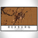 Rexburg Idaho Map Print Landscape Orientation in Ember Style With Shaded Background