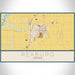 Rexburg Idaho Map Print Landscape Orientation in Woodblock Style With Shaded Background