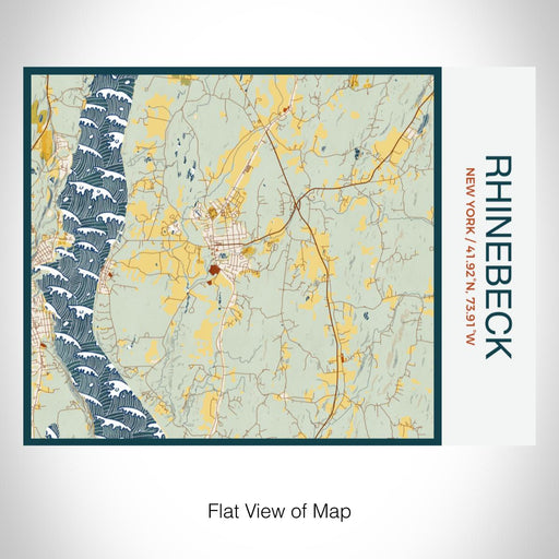 Rendered View of Rhinebeck New York Map on 20oz Stainless Steel Insulated Bottle with Bamboo Top with printed woodblock style map