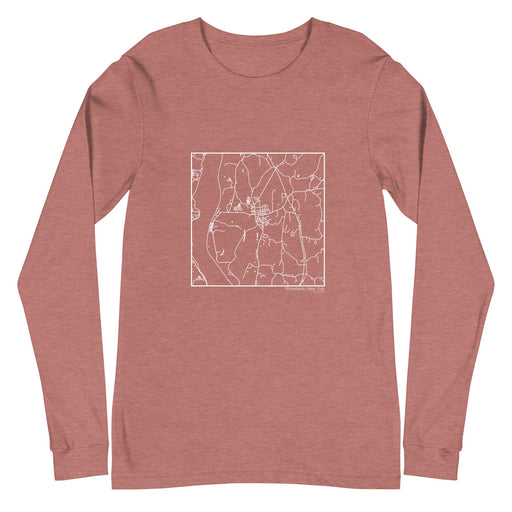 Rhinebeck New York  Map Unisex Long-Sleeve T-shirt with City inscription in Heather Mauve