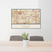 24x36 Rialto California Map Print Lanscape Orientation in Woodblock Style Behind 2 Chairs Table and Potted Plant
