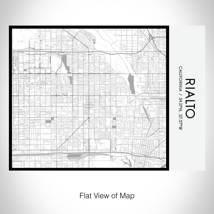 Rendered View of Rialto California Map on 20oz Stainless Steel Insulated Bottle with Bamboo Top with printed classic style map