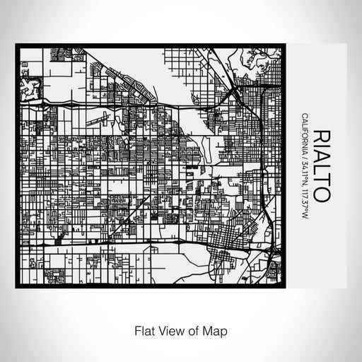 Rendered View of Rialto California Map on 20oz Stainless Steel Insulated Bottle with Bamboo Top in Matte White with printed Tactile Lines Map in Black