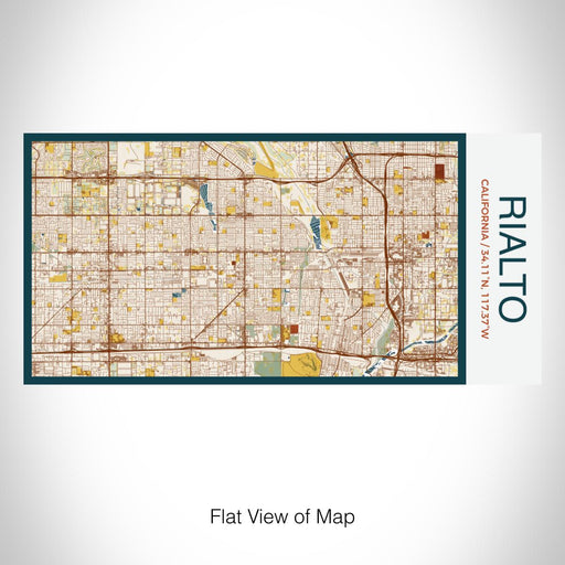 Rendered View of Rialto California Map on 17oz Stainless Steel Insulated Bottle with printed woodblock style map