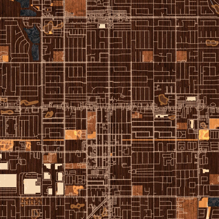 Rialto California Map Print in Ember Style Zoomed In Close Up Showing Details