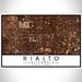 Rialto California Map Print Landscape Orientation in Ember Style With Shaded Background
