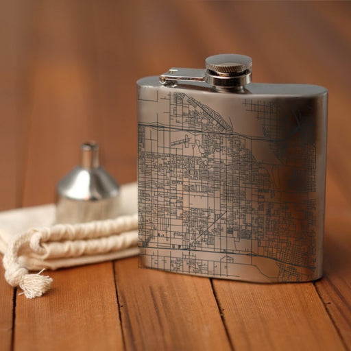 Rialto California Custom City Map Inscription Coordinates on 6oz Stainless Steel Flask