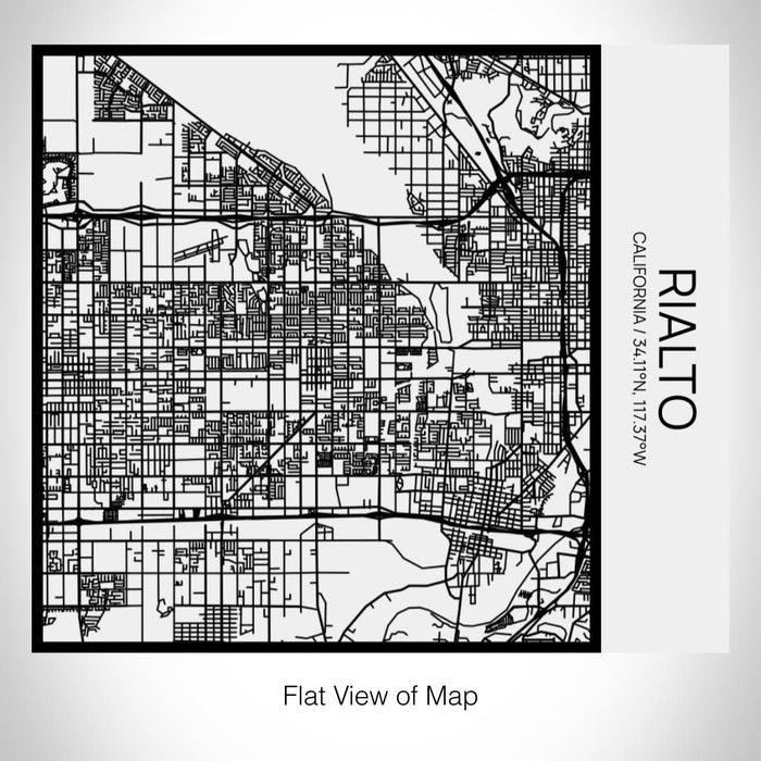 Rendered View of Rialto California Map on 17oz Stainless Steel Insulated Tumbler in Matte White with Tactile Lines