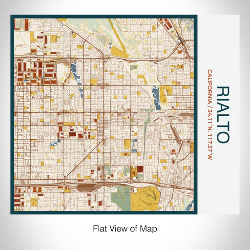 Rendered View of Rialto California Map on 17oz Stainless Steel Insulated Tumbler in Woodblock Map Style