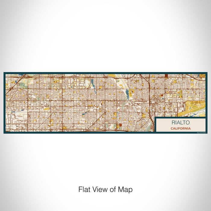 Flat View of Map Custom Rialto California Map Enamel Mug in Woodblock