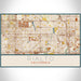 Rialto California Map Print Landscape Orientation in Woodblock Style With Shaded Background