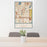 24x36 Richfield Minnesota Map Print Portrait Orientation in Woodblock Style Behind 2 Chairs Table and Potted Plant