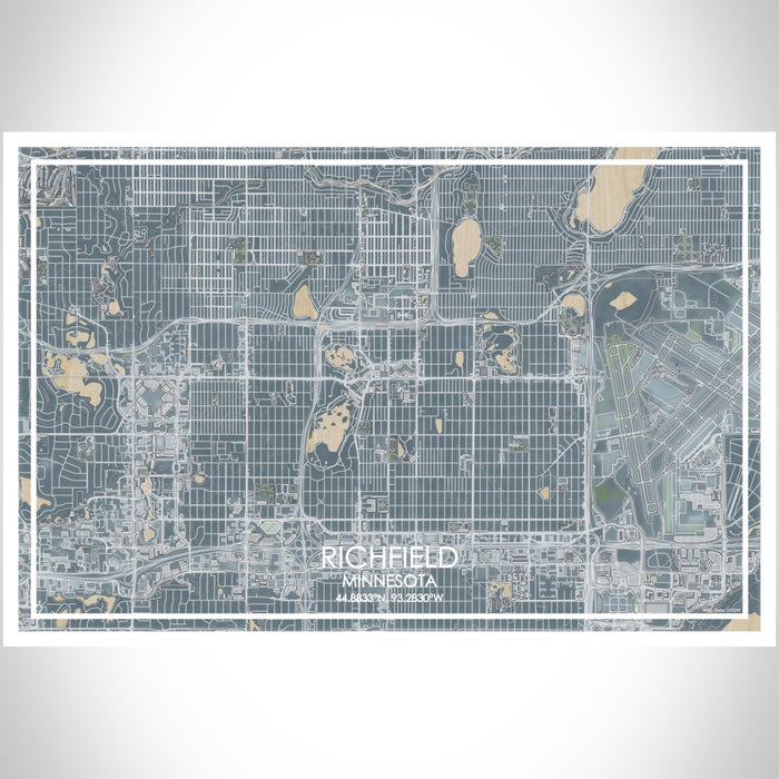Richfield Minnesota Map Print Landscape Orientation in Afternoon Style With Shaded Background