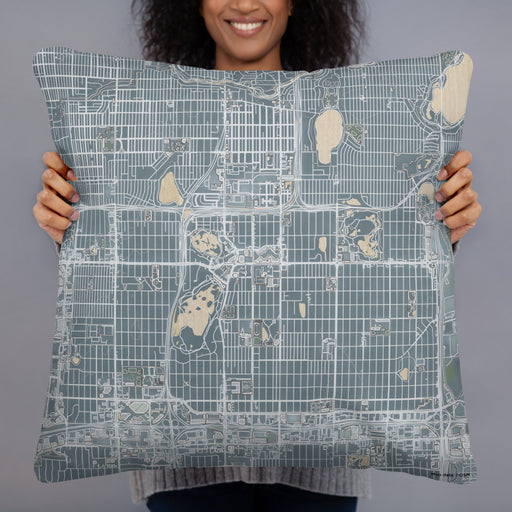 Person holding 22x22 Custom Richfield Minnesota Map Throw Pillow in Afternoon