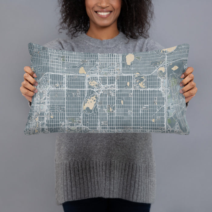 Person holding 20x12 Custom Richfield Minnesota Map Throw Pillow in Afternoon