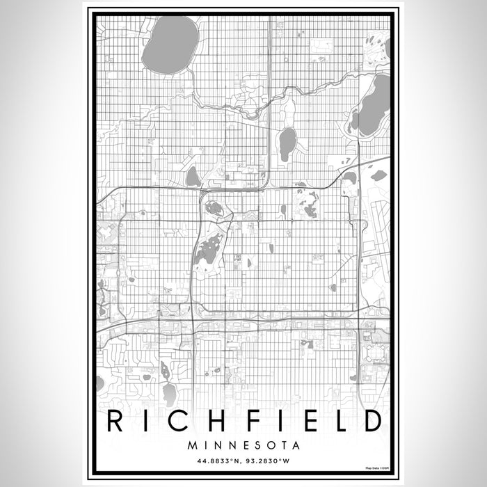 Richfield Minnesota Map Print Portrait Orientation in Classic Style With Shaded Background