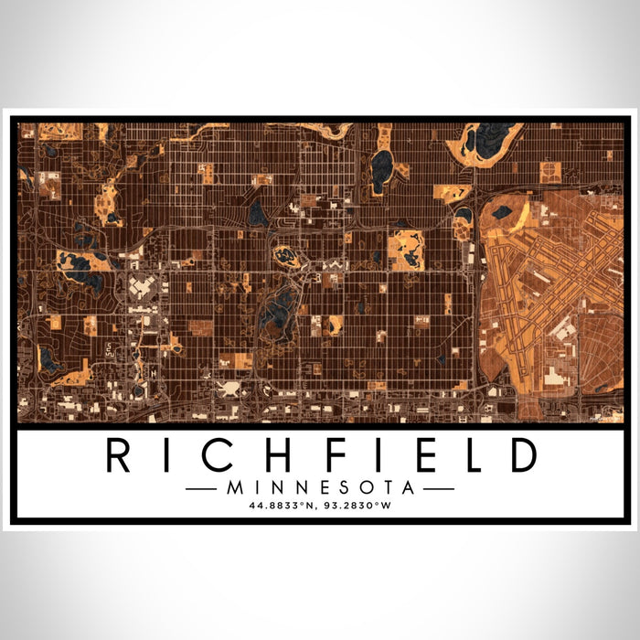 Richfield Minnesota Map Print Landscape Orientation in Ember Style With Shaded Background