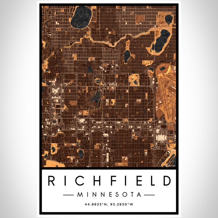 Richfield Minnesota Map Print Portrait Orientation in Ember Style With Shaded Background