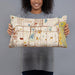 Person holding 20x12 Custom Richfield Minnesota Map Throw Pillow in Woodblock